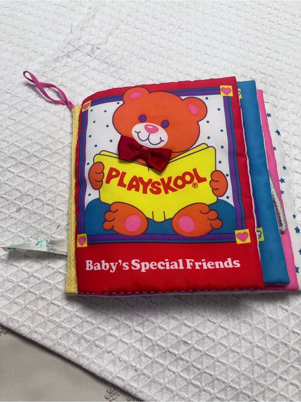 Vintage playskool Baby's Special Friends Soft Cloth Book - Red/Blue